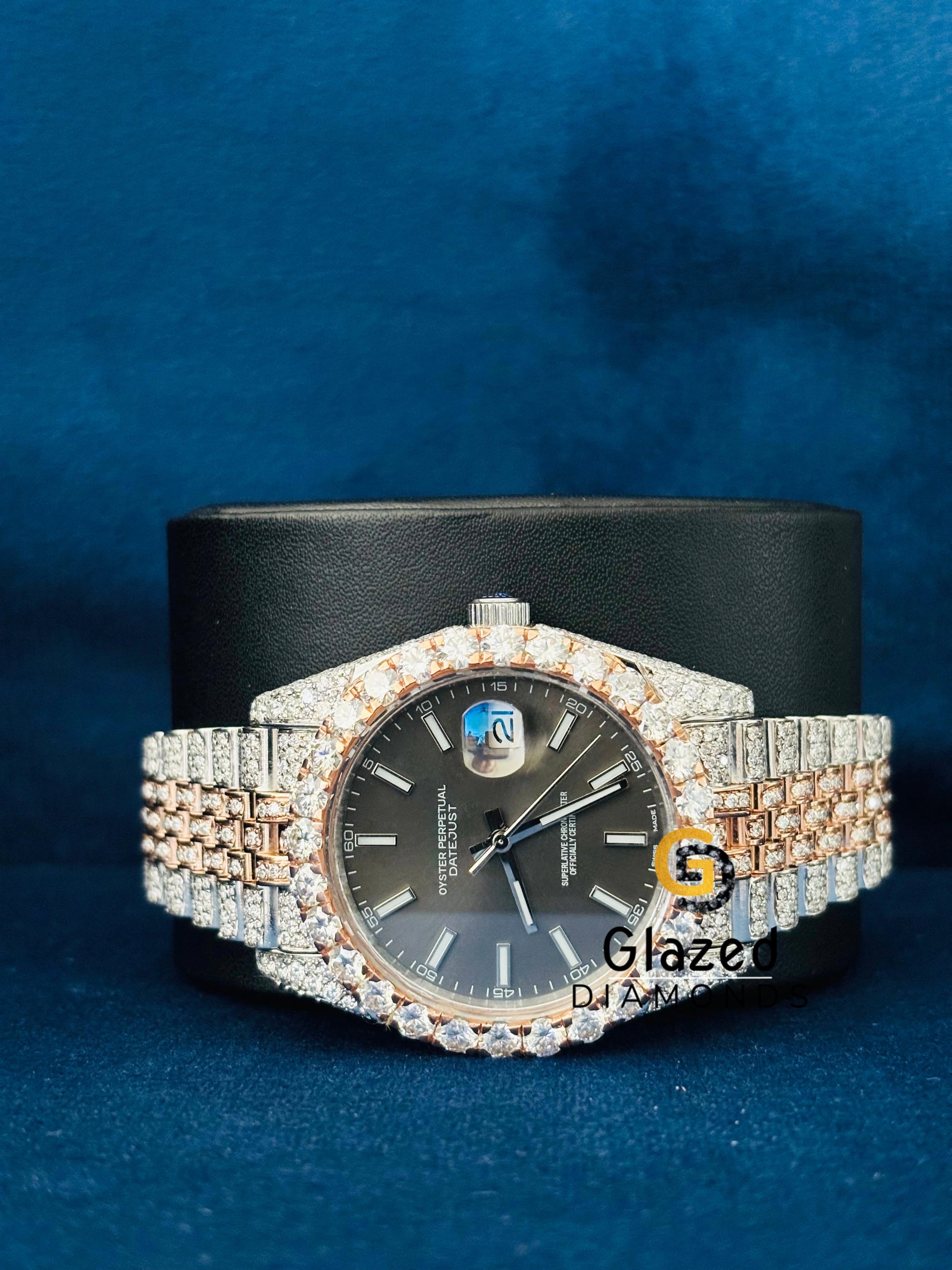 Dual Tone White Bar Hip Hop Moissanite Watch