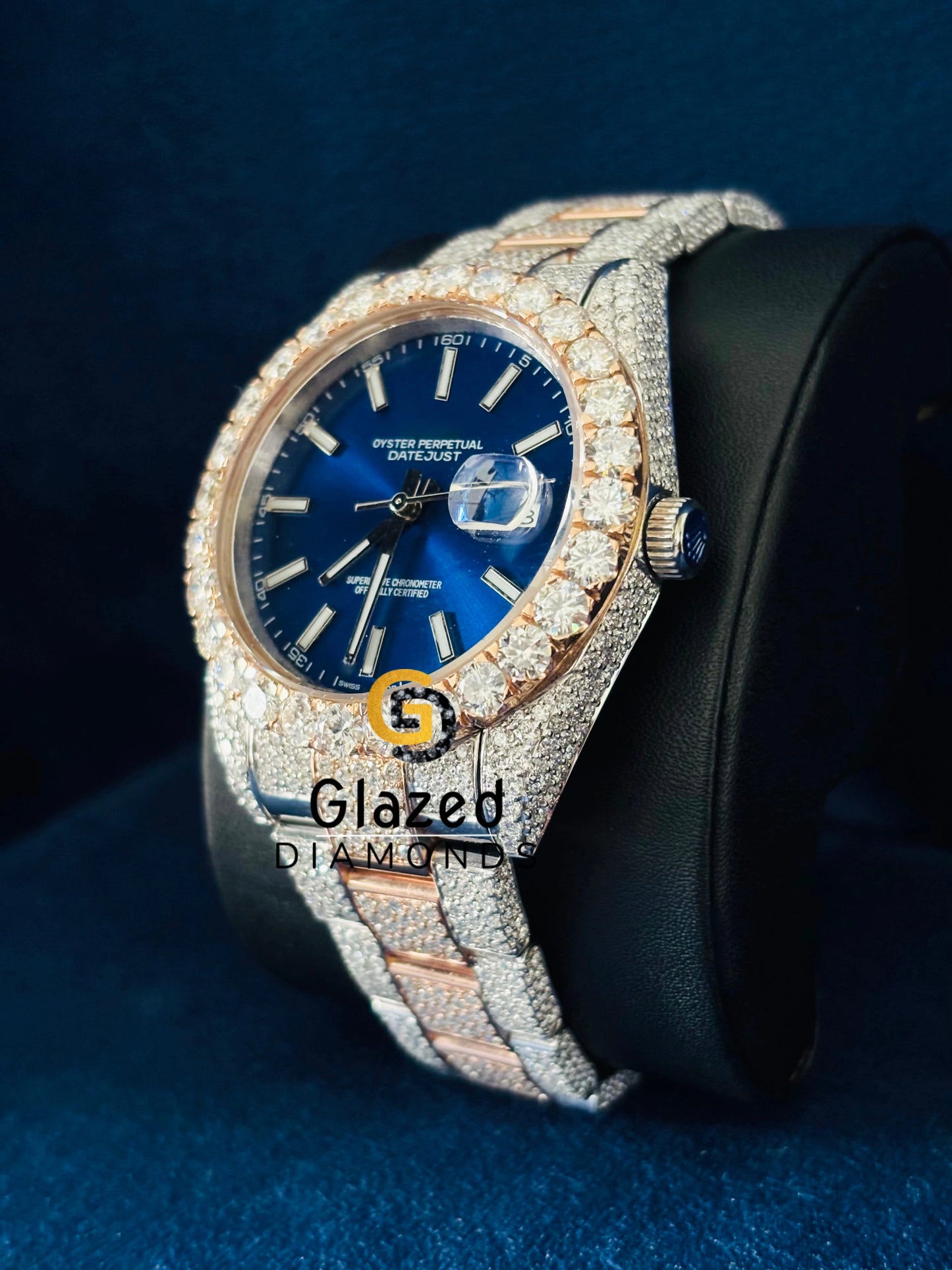 Dual Tone White Bar Moissanite Automatic Watch 