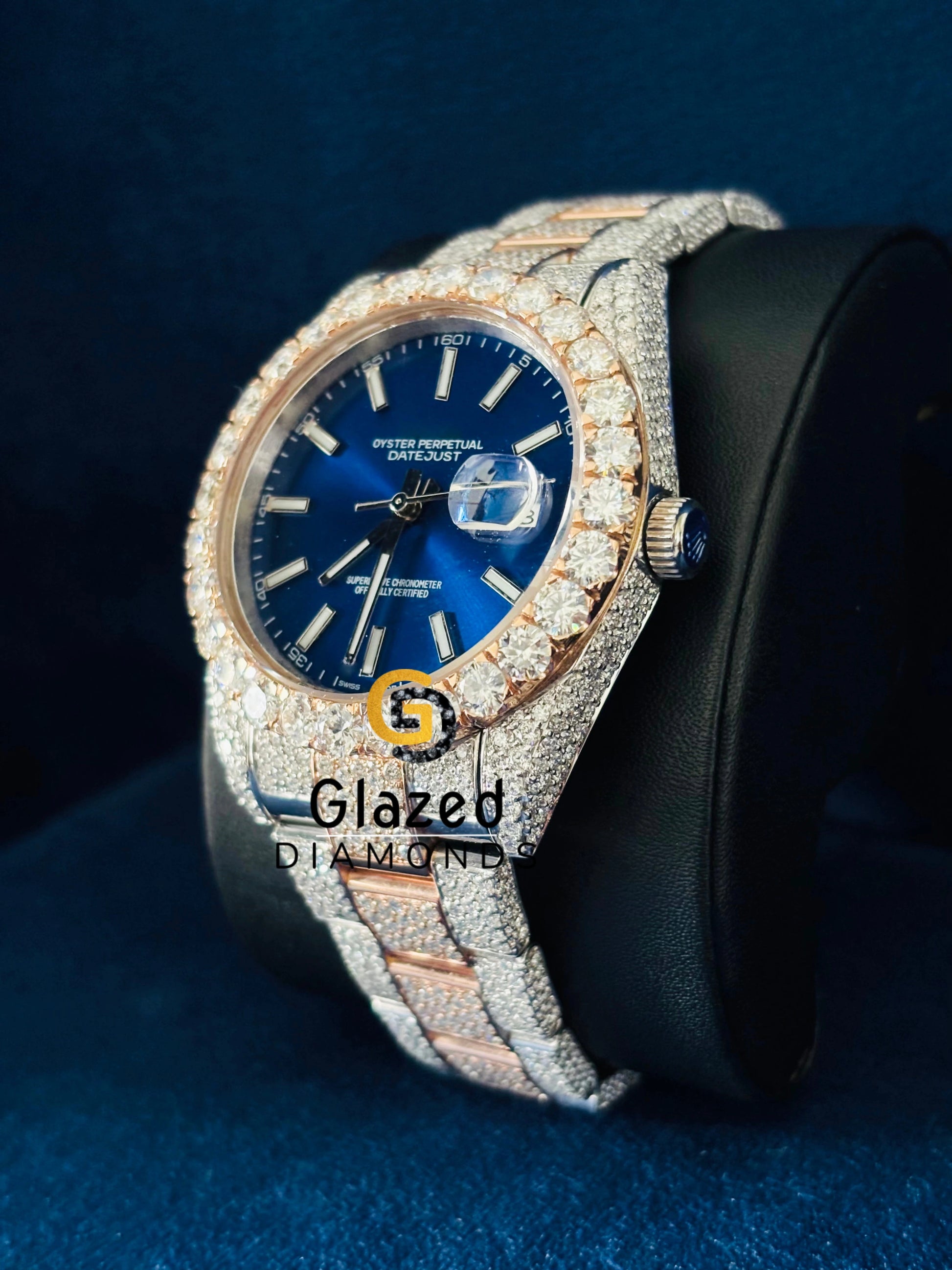 Dual Tone White Bar Moissanite Automatic Watch 