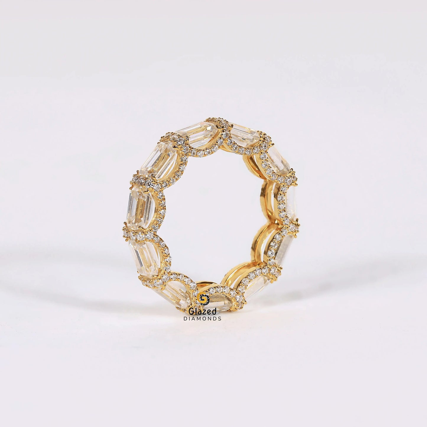 East West Emerald Cut Wedding Band