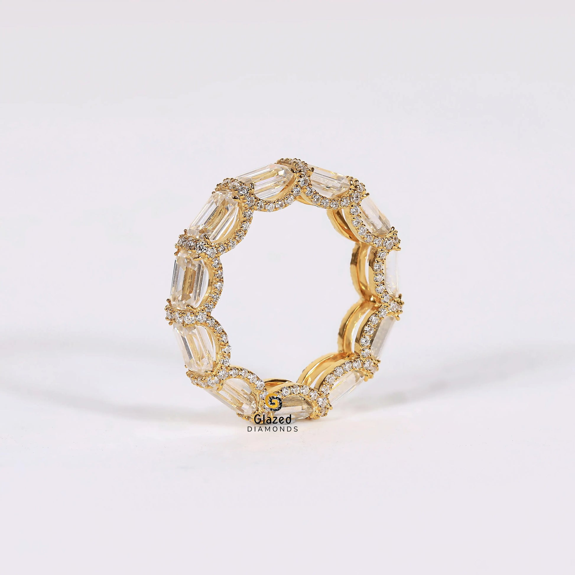 East West Emerald Cut Wedding Band