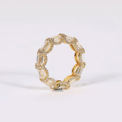 East West Emerald Cut Wedding Band