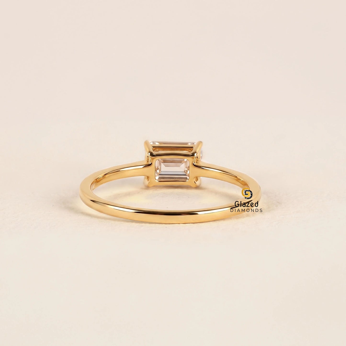 East West Lab Grown Diamond Solitaire Wedding Ring