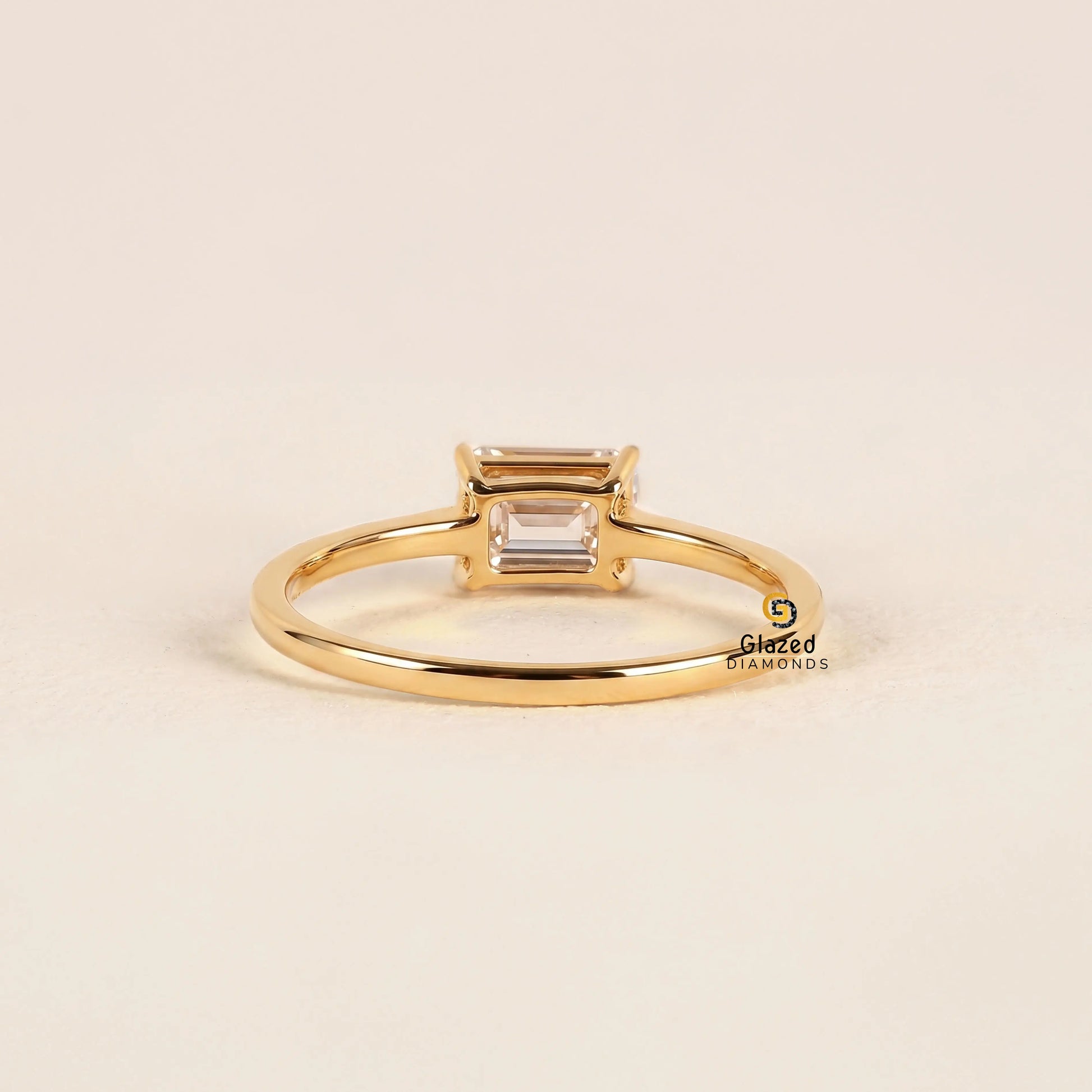 East West Lab Grown Diamond Solitaire Wedding Ring