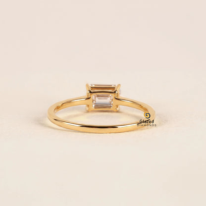 East West Lab Grown Diamond Solitaire Wedding Ring