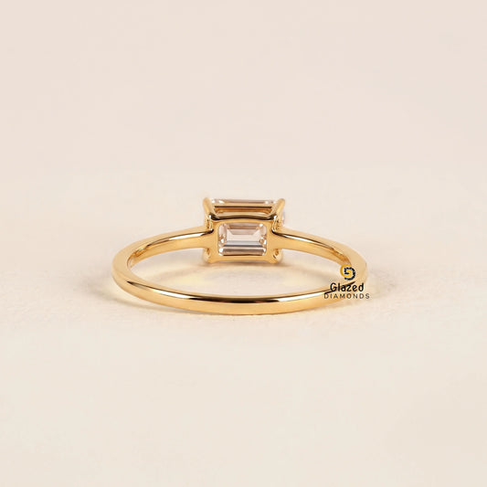 East West Lab Grown Diamond Solitaire Wedding Ring