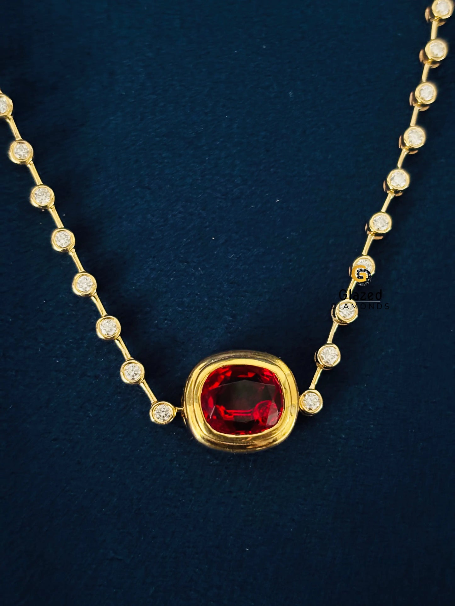 Elongated Cushion Cut Blue Sapphire Pendant