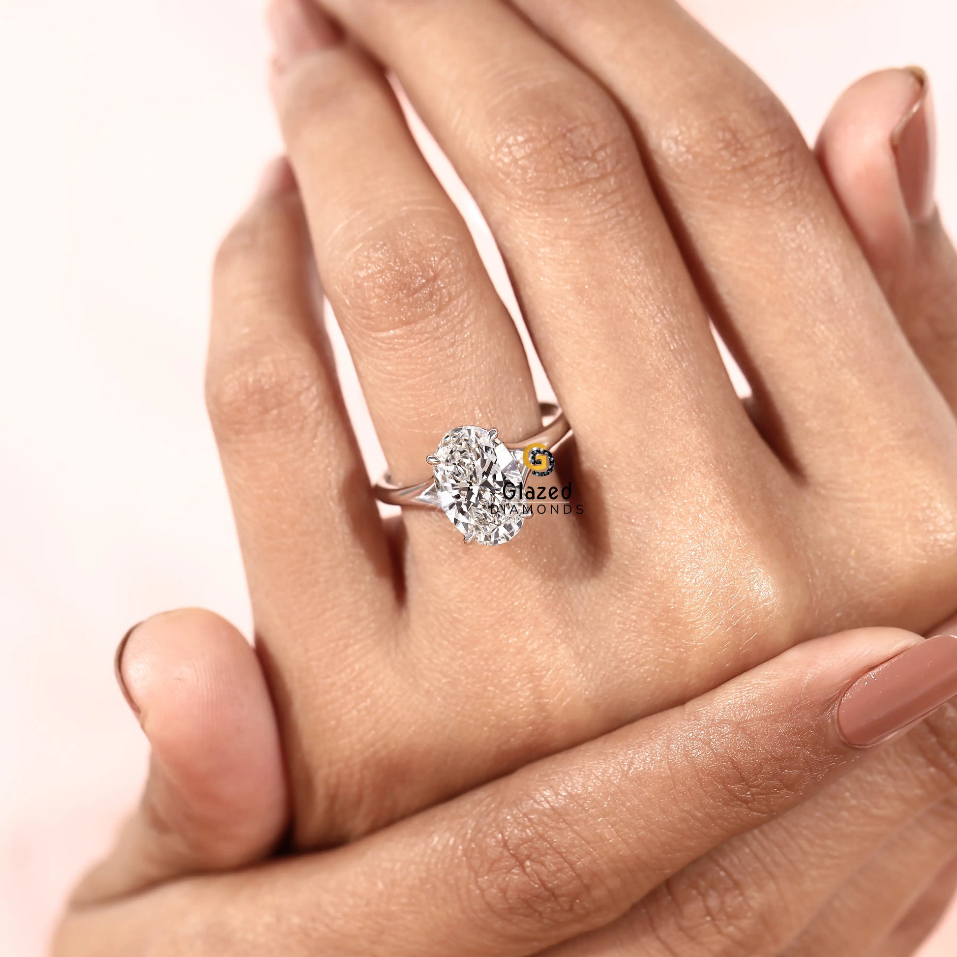 Elongated Oval Cut 3Ct Lab Grown Diamond Ring 