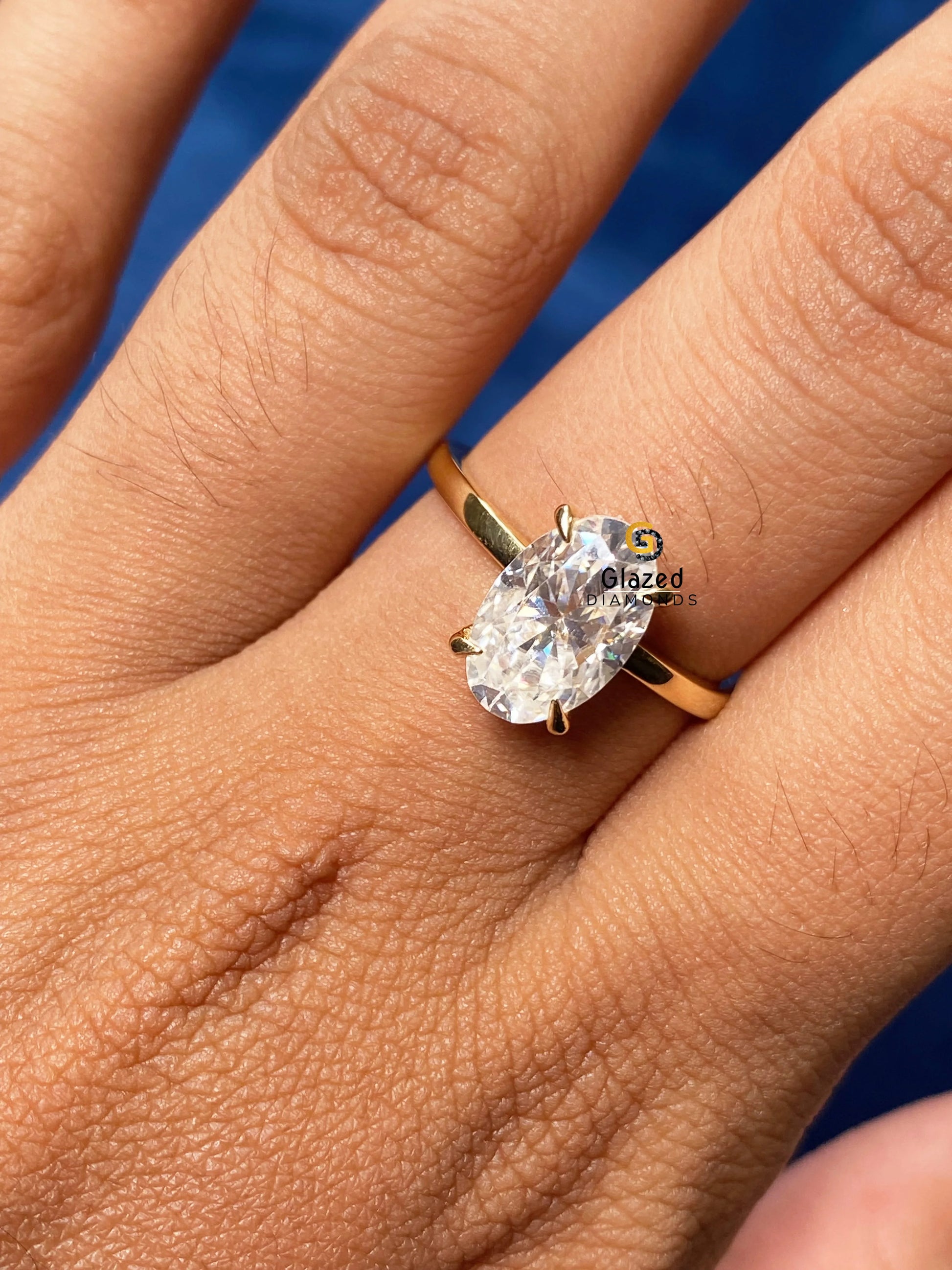 Elongated Oval Cut Moissanite Engagement Ring