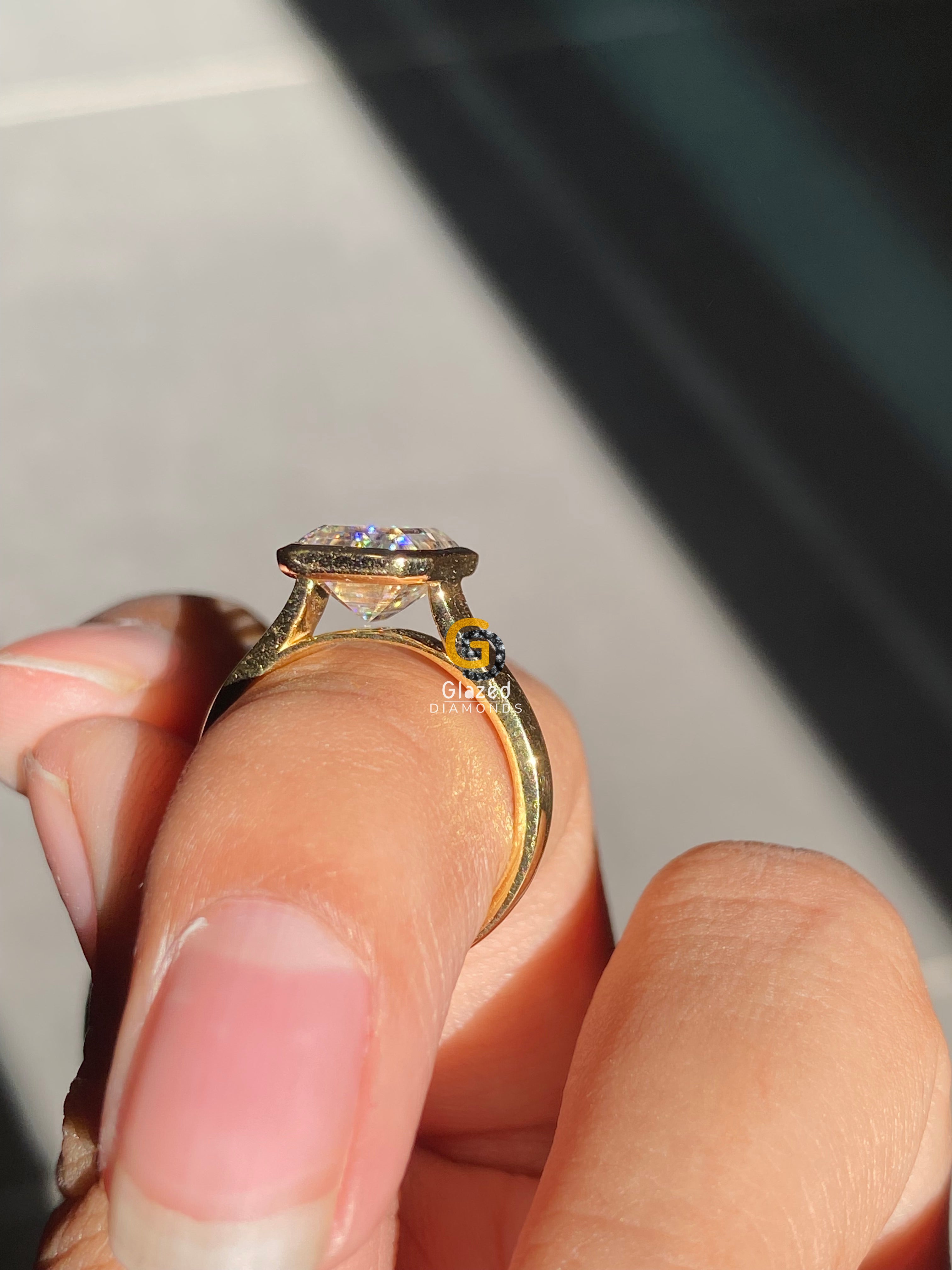 5 CT Bezel Set Solitaire Moissanite Engagement Ring For Her