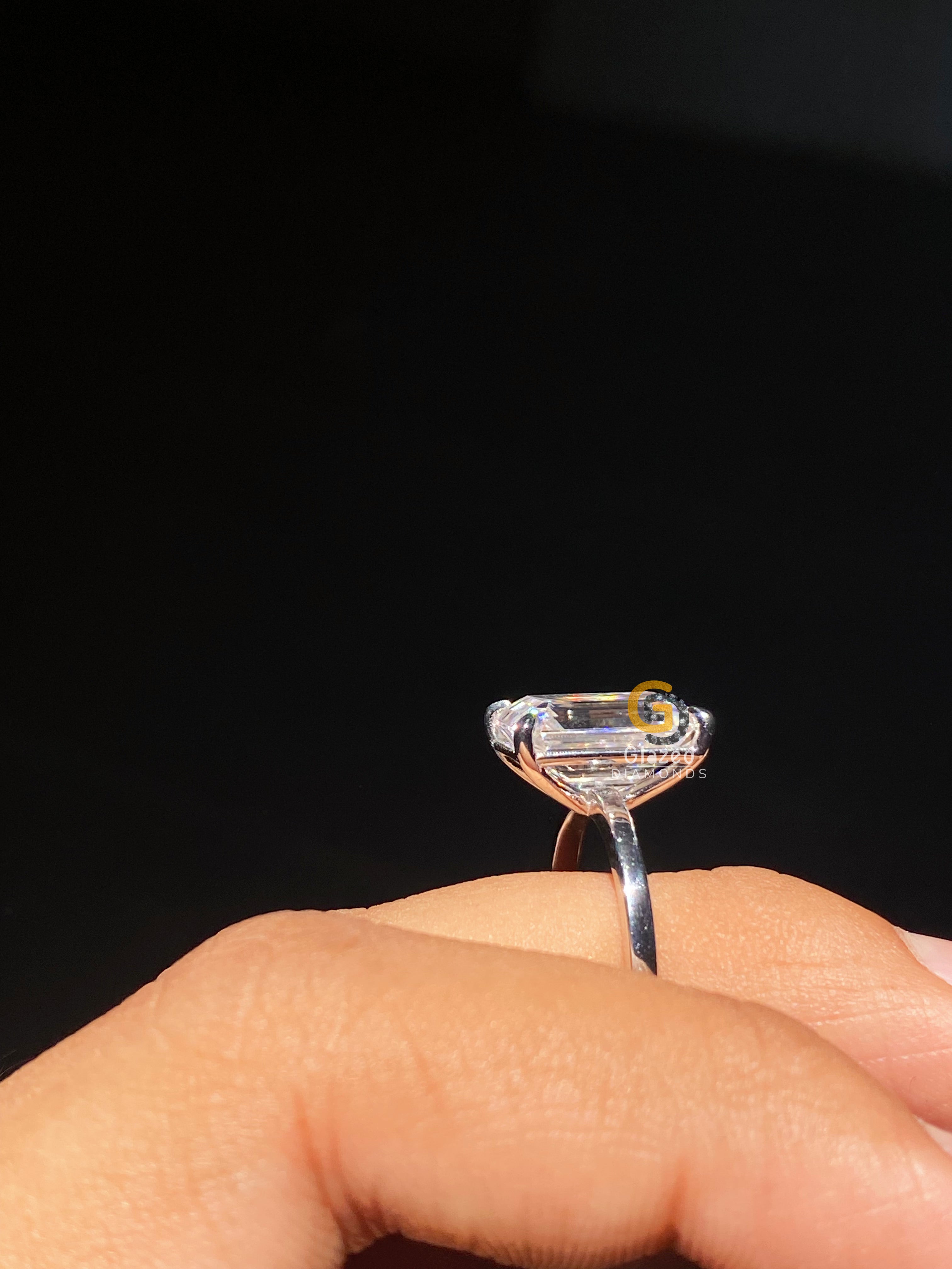 5 CT Emerald Cut Solitaire Moissanite Engagement Ring For Women