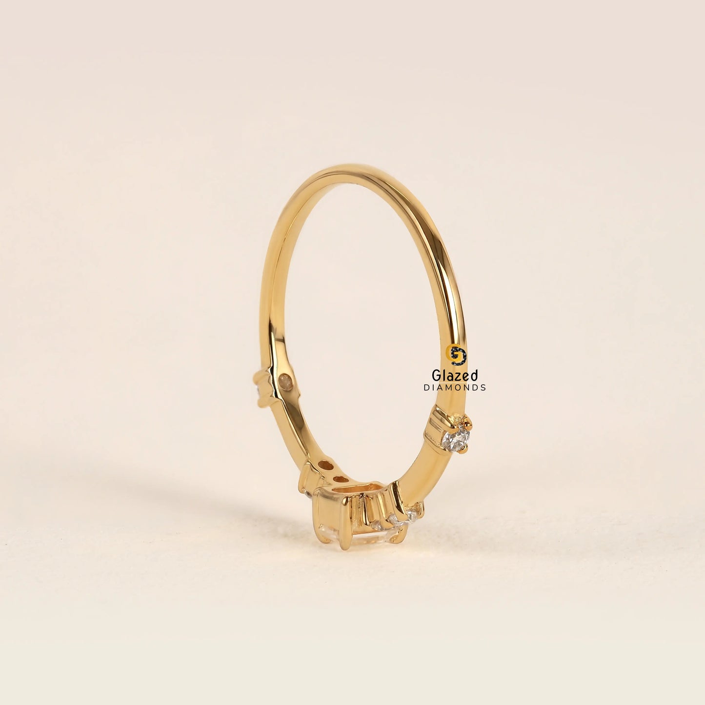 Emerald Cut Lab Diamond Dainty Wedding Ring For Women