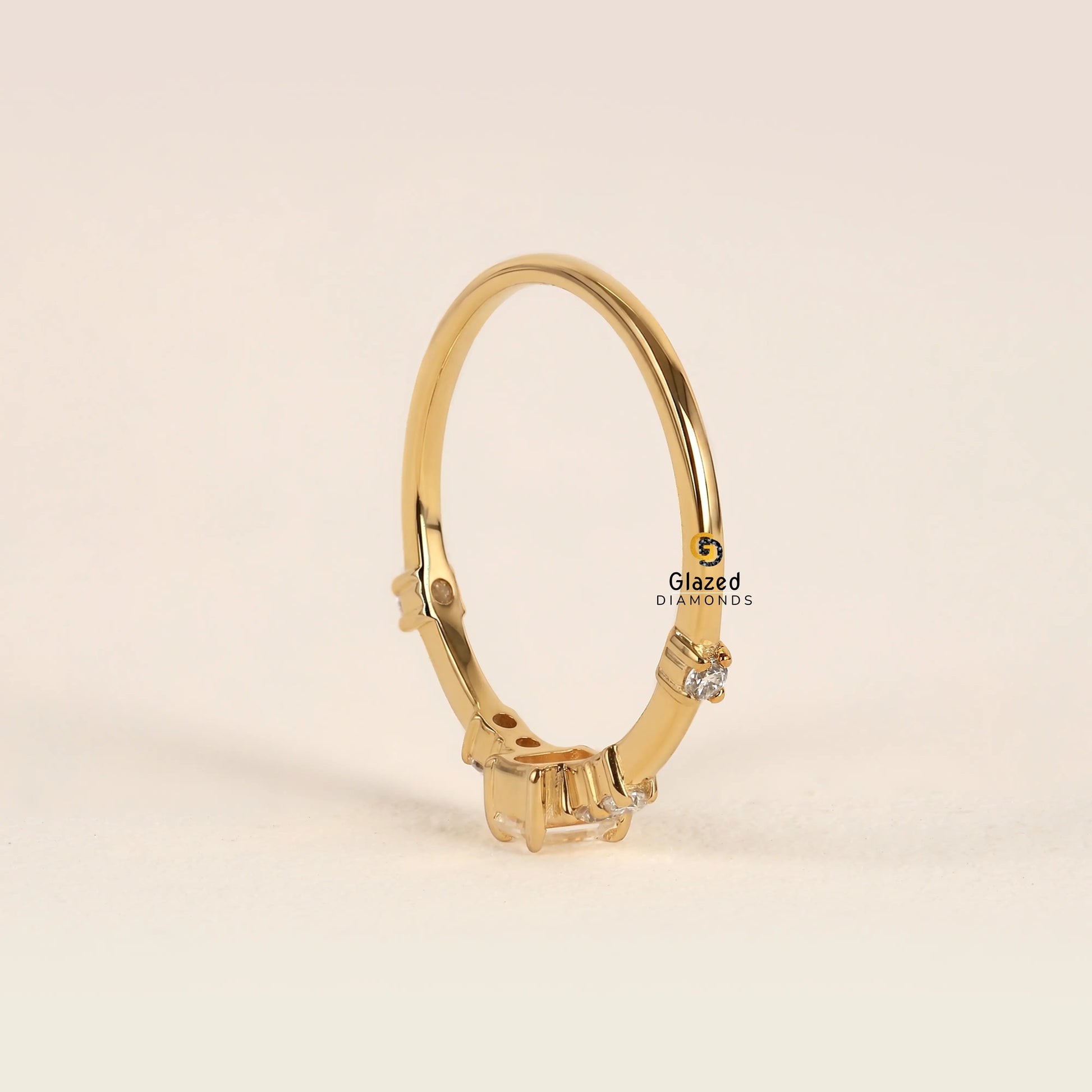 Emerald Cut Lab Diamond Dainty Wedding Ring For Women