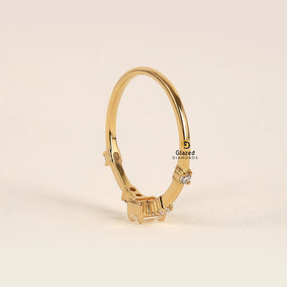 Emerald Cut Lab Diamond Dainty Wedding Ring For Women