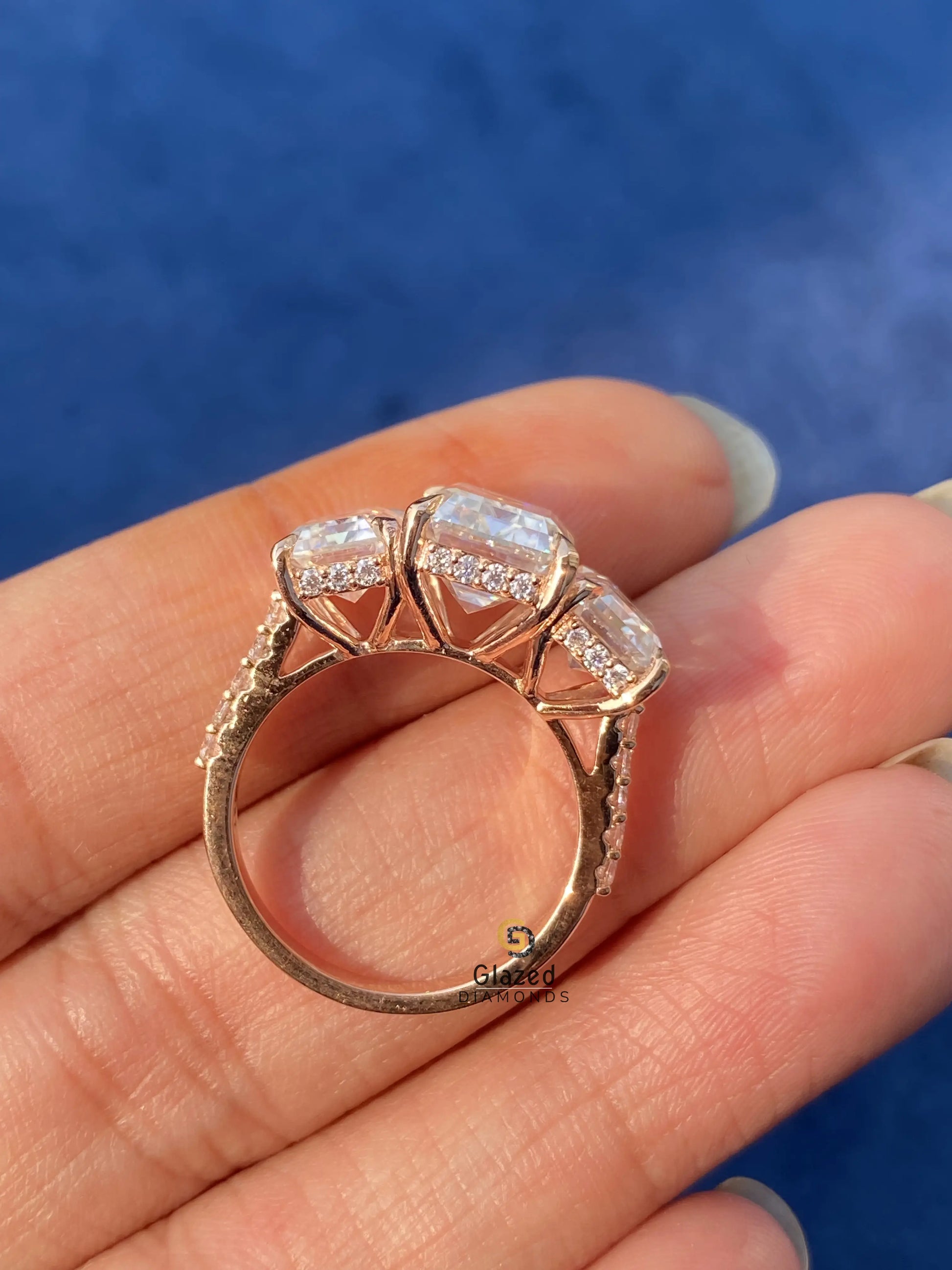 Emerald Cut Moissanite Diamond Ring