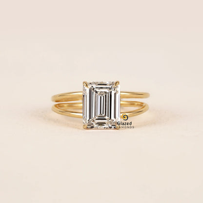 Emerald Cut Wedding Single Enhancer Lab Diamond Ring