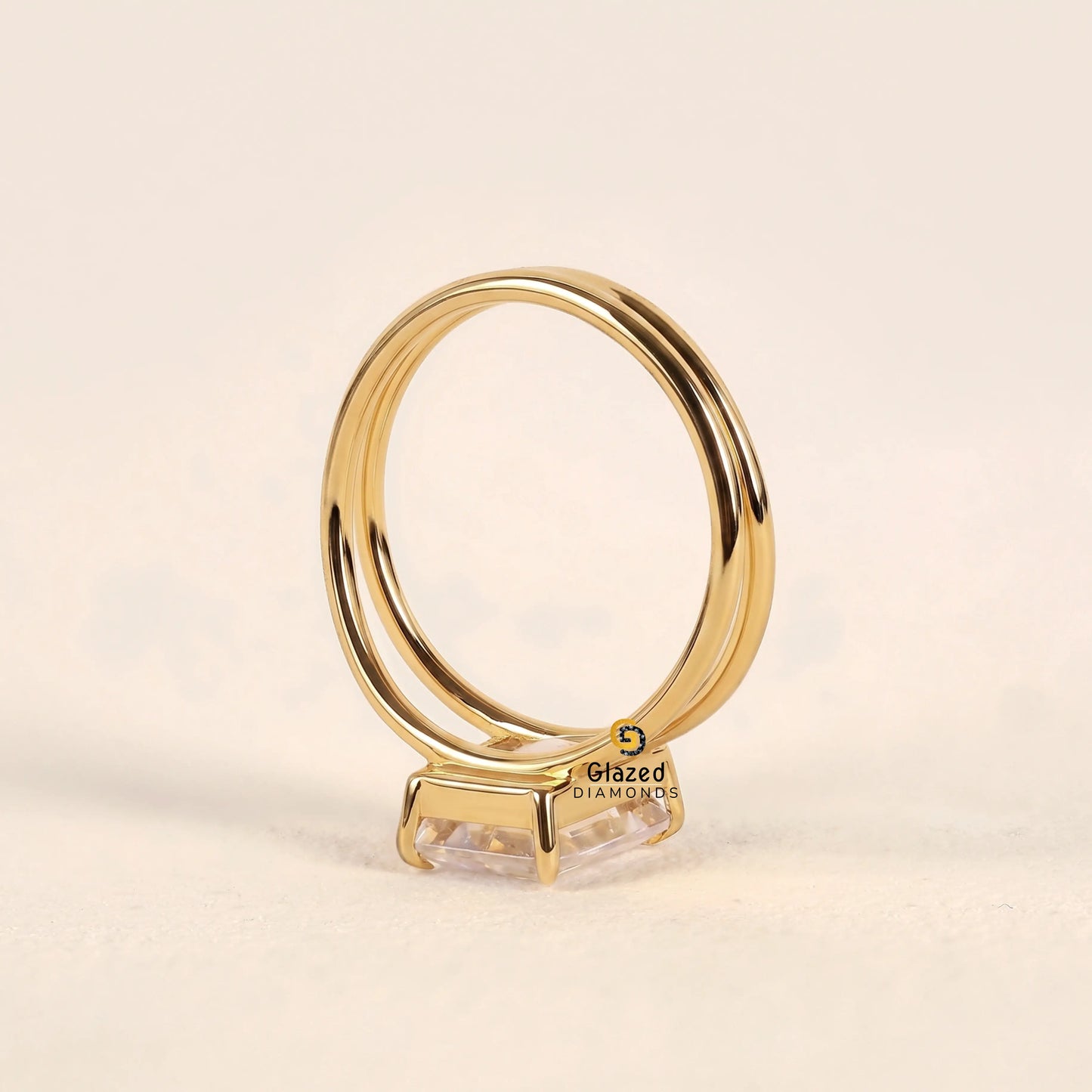 Emerald Cut Wedding Single Enhancer Lab Diamond Ring For Women