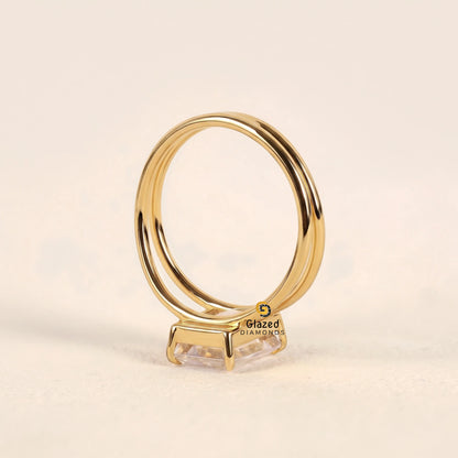 Emerald Cut Wedding Single Enhancer Lab Diamond Ring For Women