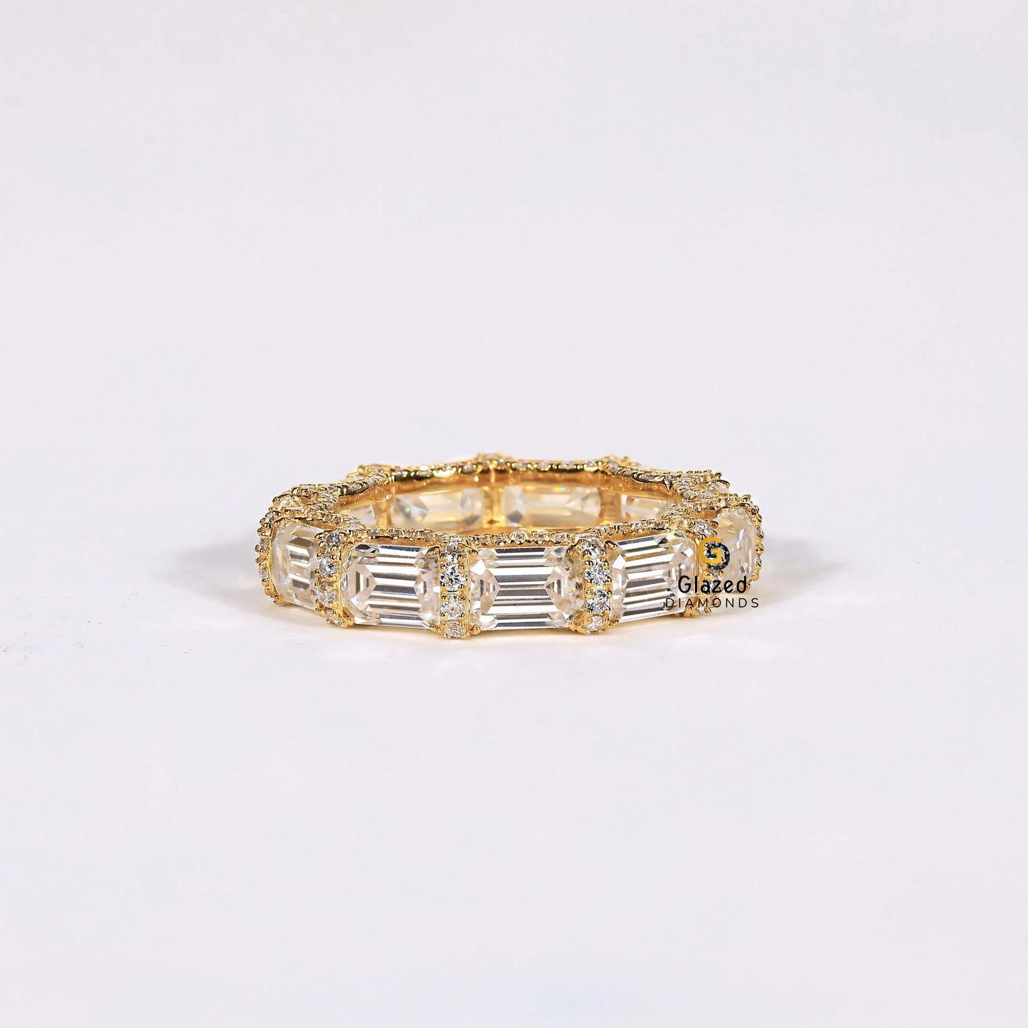 Emerald Lab Diamond Full Eternity Wedding Band For Women