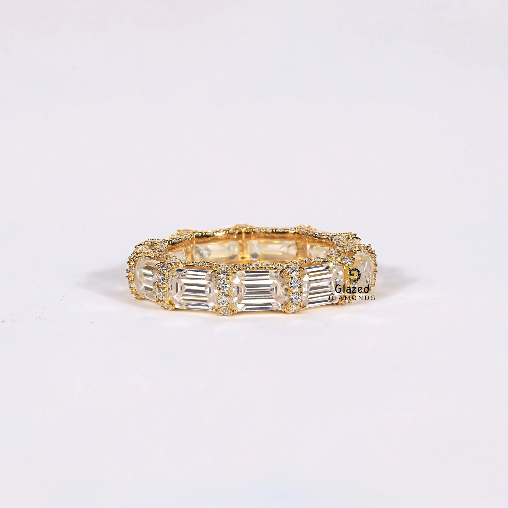 Emerald Lab Diamond Full Eternity Wedding Band For Women