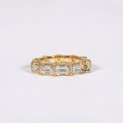 Emerald Lab Diamond Full Eternity Wedding Band For Women