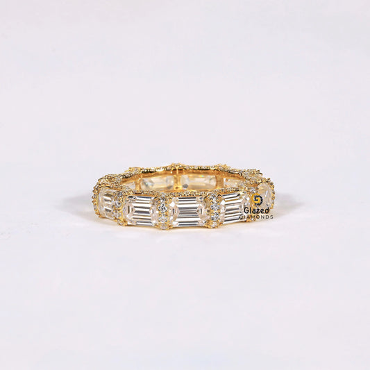 Emerald Lab Diamond Full Eternity Wedding Band For Women
