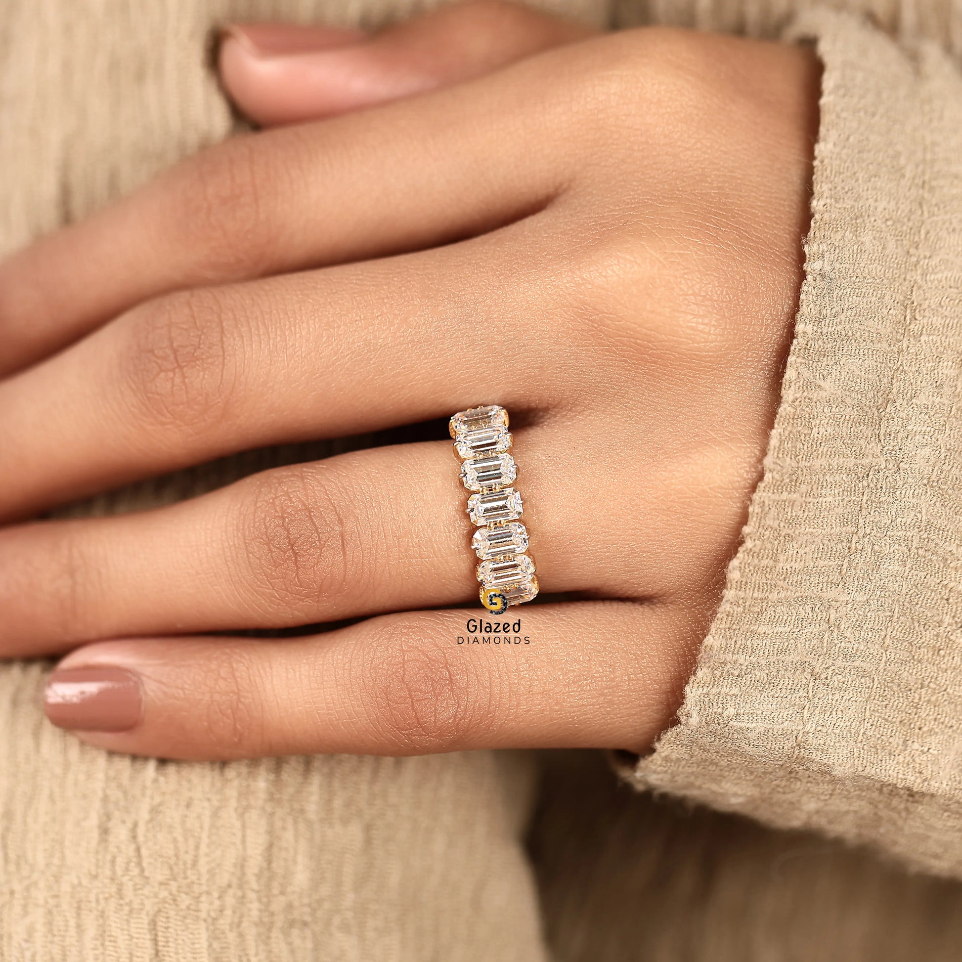 Emerald Lab Grown Diamond Wedding Band