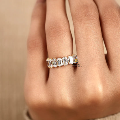 Emerald Lab Grown Diamond Wedding Band For Women