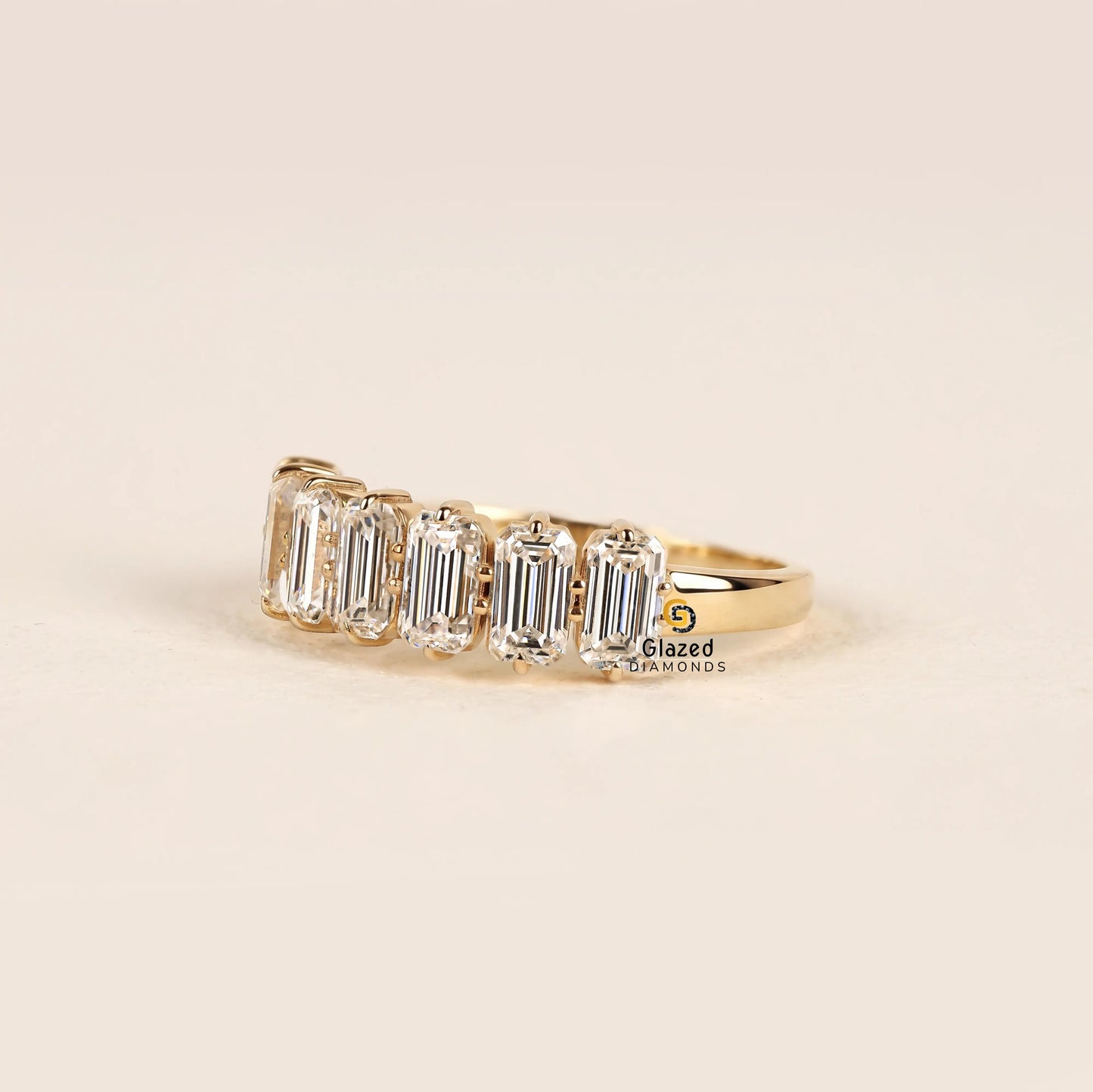 Emerald Prong Set Lab Diamond Wedding Band