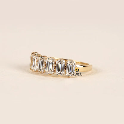 Emerald Prong Set Lab Diamond Wedding Band