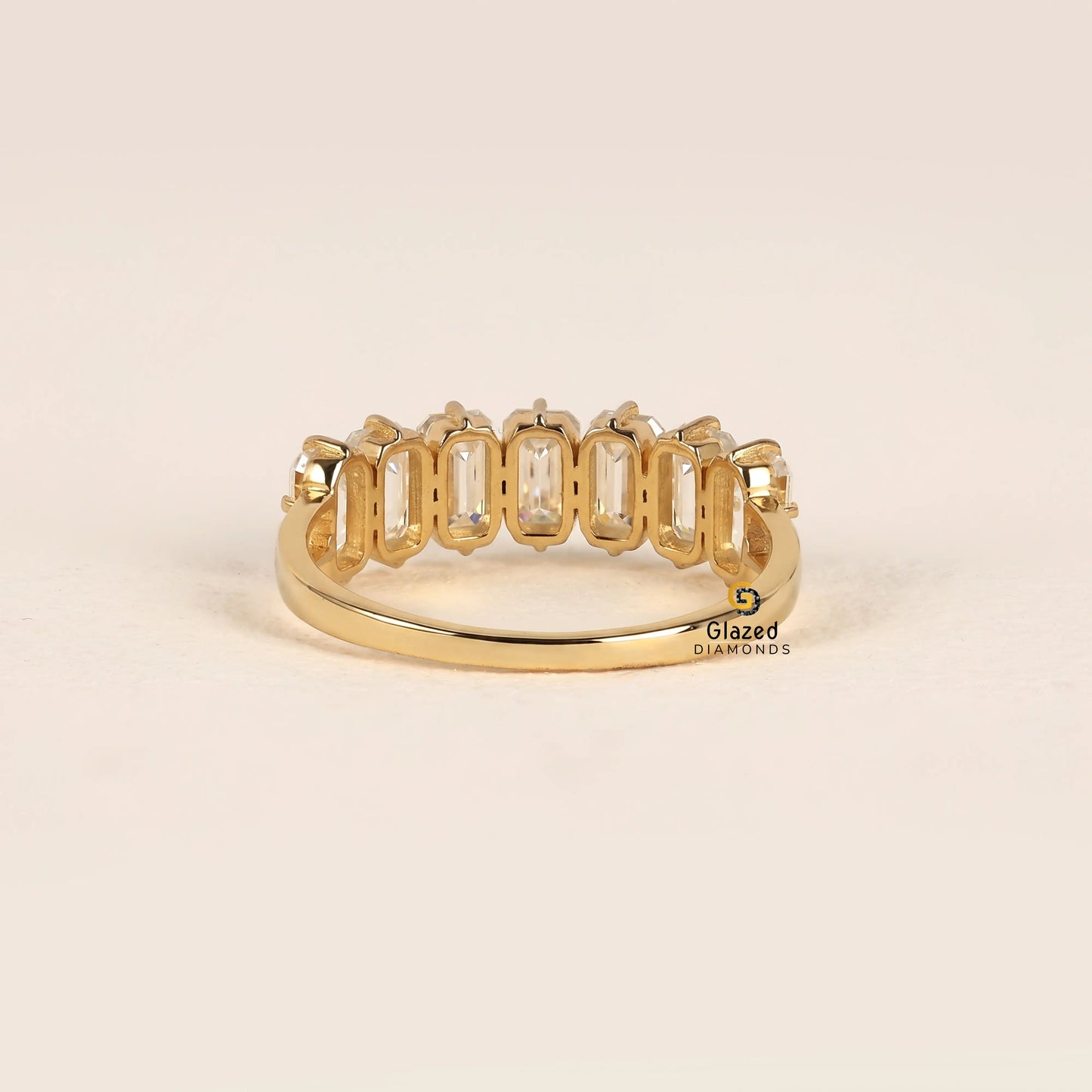 Emerald Prong Set Lab Diamond Wedding Band For Women