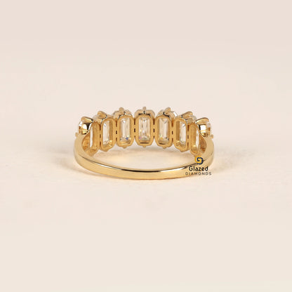 Emerald Prong Set Lab Diamond Wedding Band For Women