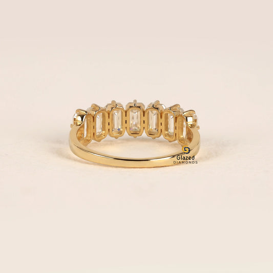 Emerald Prong Set Lab Diamond Wedding Band For Women