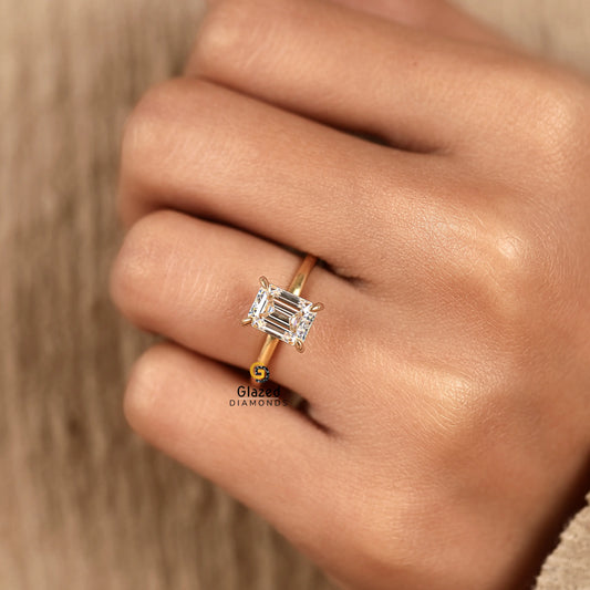 Emerald Prong Set Lab Diamond Wedding Ring