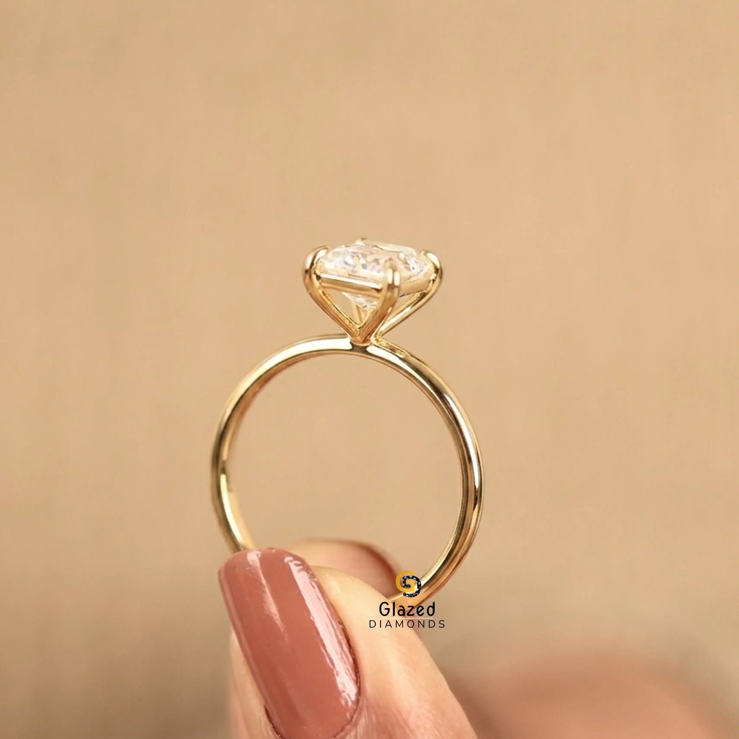 Emerald Prong Set Lab Diamond Wedding Ring For Women