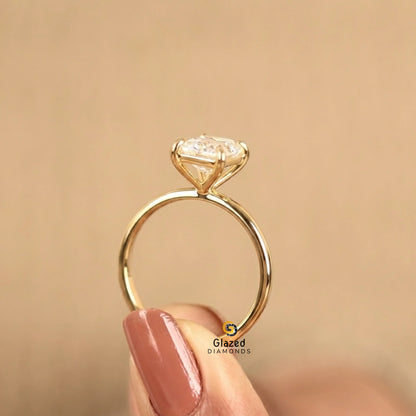 Emerald Prong Set Lab Diamond Wedding Ring For Women