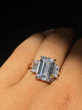 Emerald Side baguette Moissanite Ring