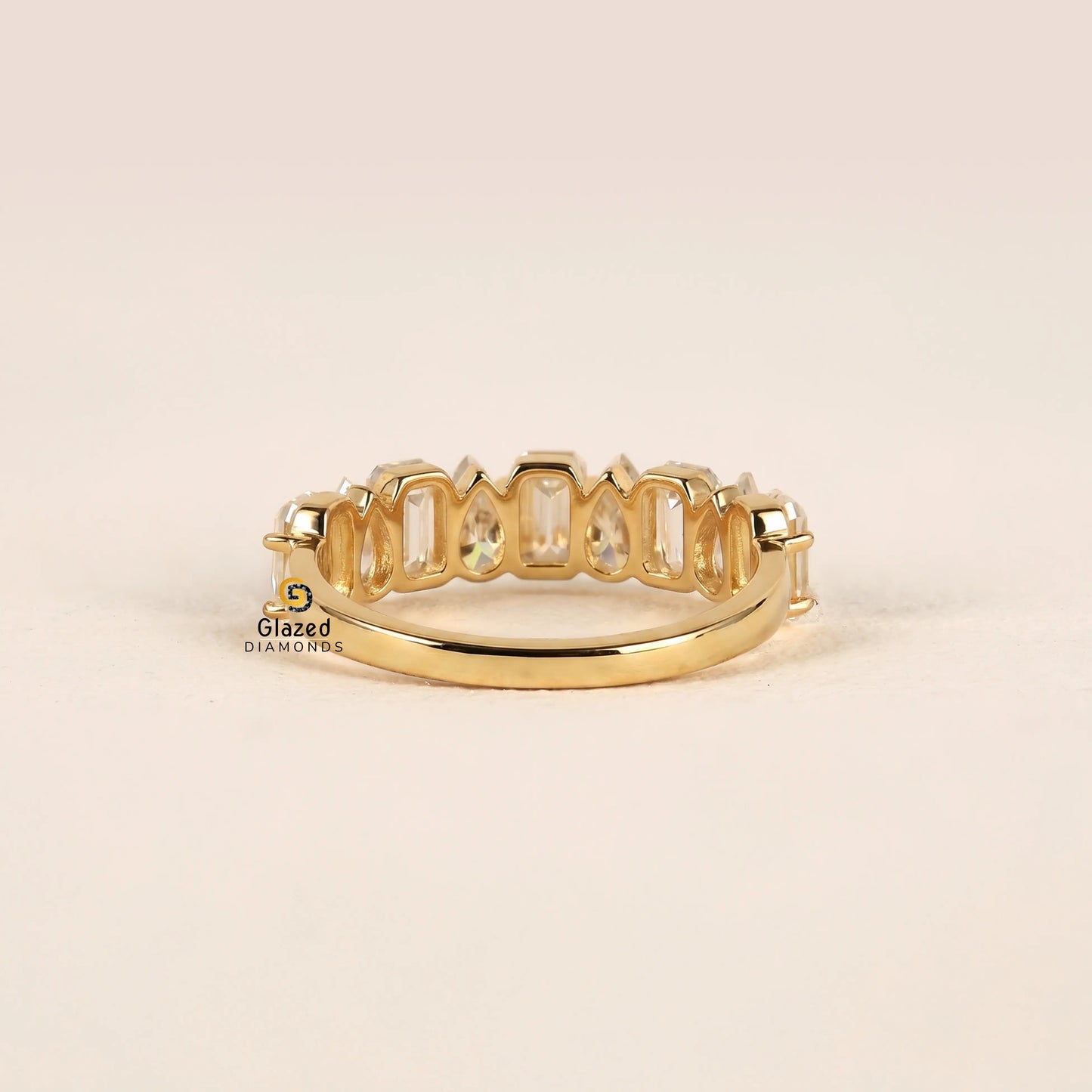 Emerald_ Pear Lab Diamond Half Eternity Band