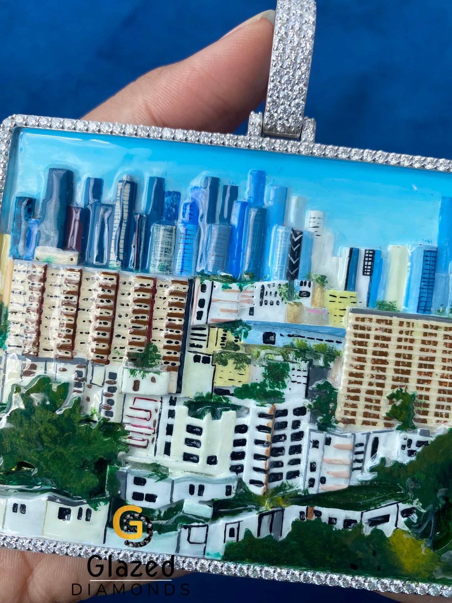 Enamel City Pendant in 925 Sterling Silver