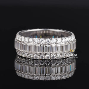 Iced Out Full Eternity Baguette Moissanite Band Ring