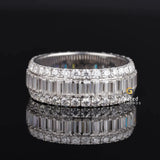 Iced Out Full Eternity Baguette and Round Moissanite Band Ring