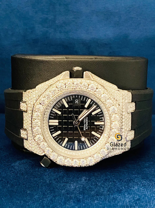 Face Dial Round Moissanite Hip Hop Watch