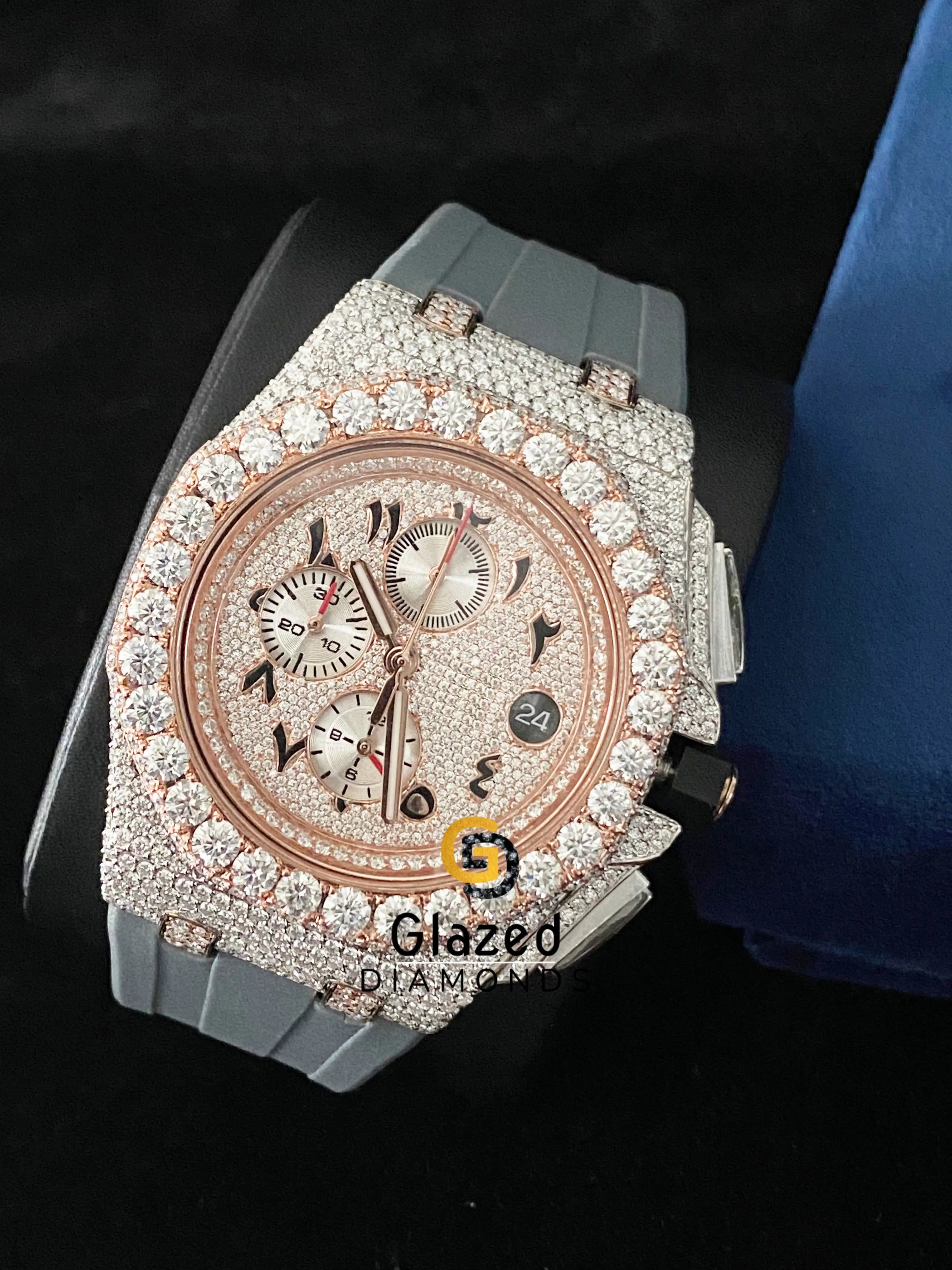 Face Dial VVS Moissanite Bust Down Watch For Men