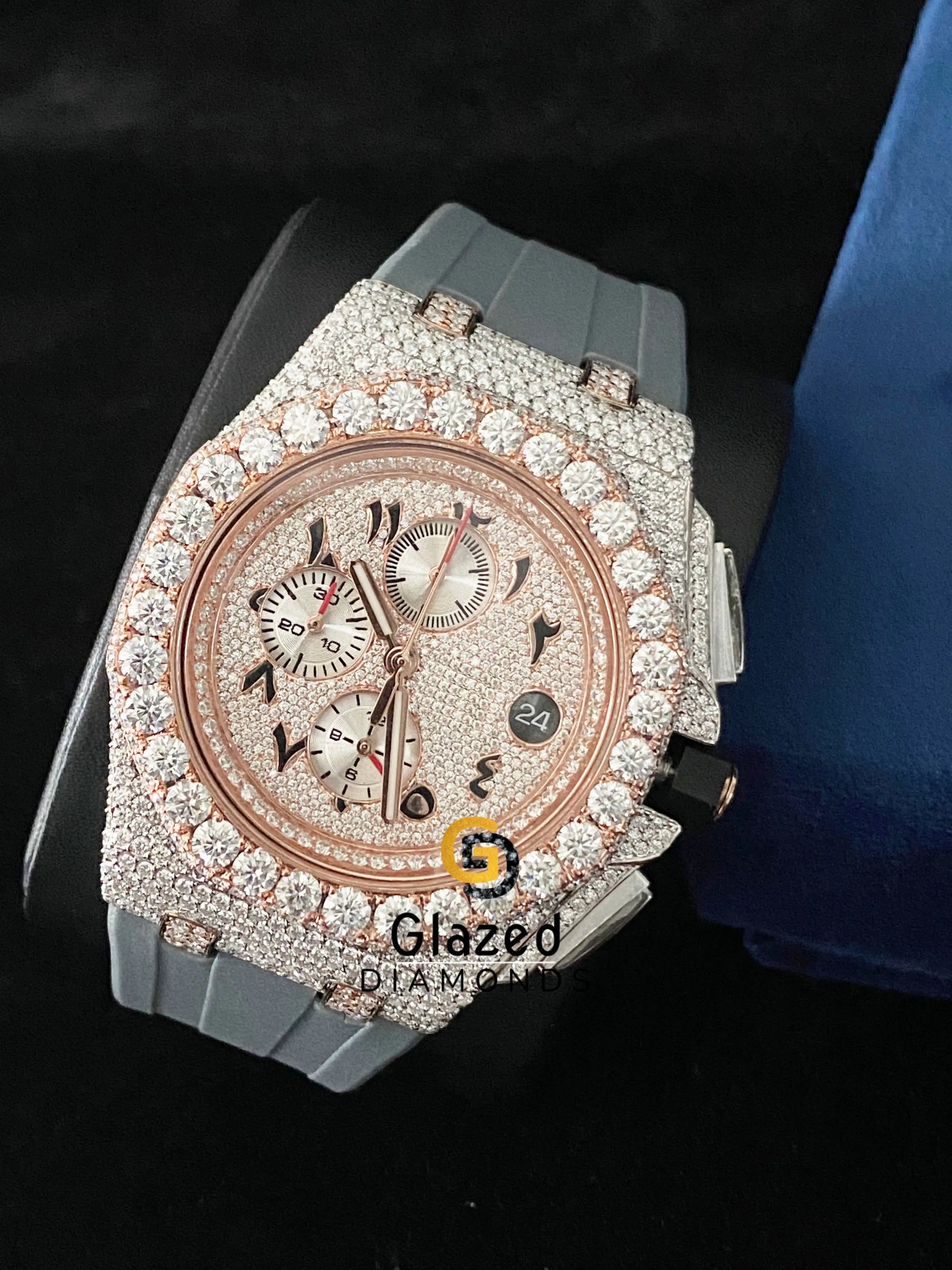 Face Dial VVS Moissanite Bust Down Watch For Men