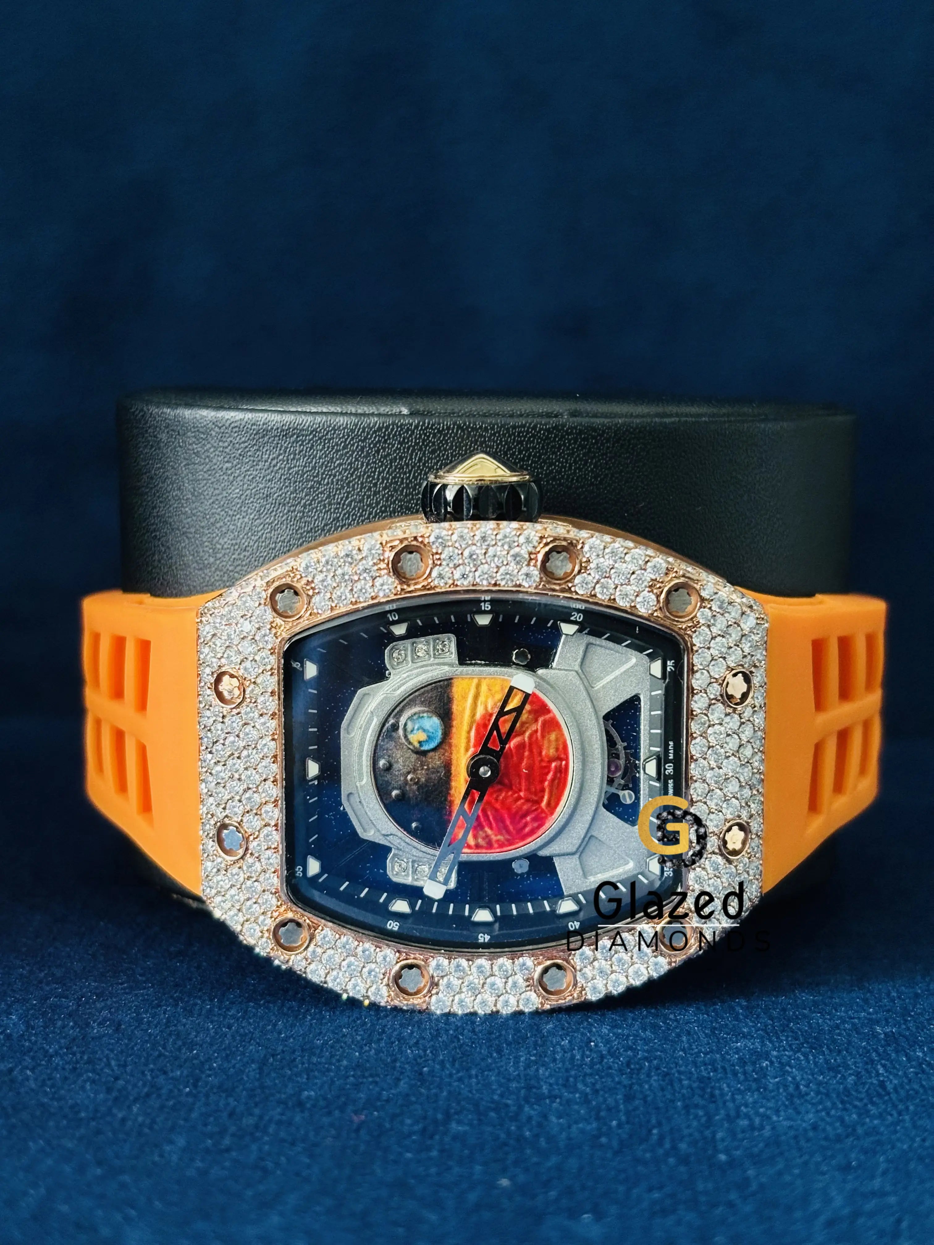 Face Dial VVs Moissanite Hip Hop Silicone Strap Watch