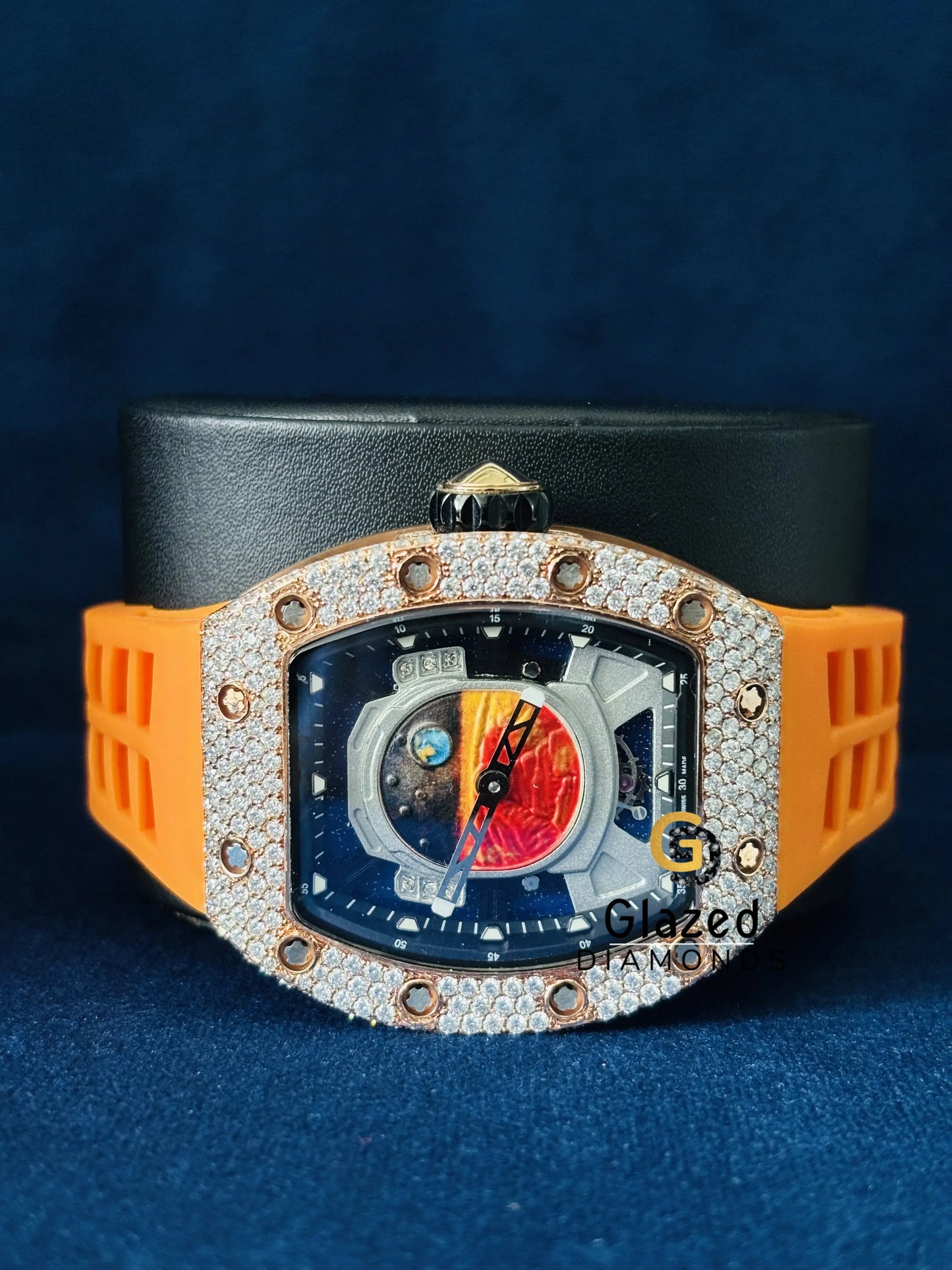 Face Dial VVs Moissanite Hip Hop Silicone Strap Watch