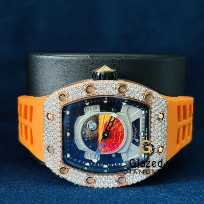 Face Dial VVs Moissanite Hip Hop Silicone Strap Watch