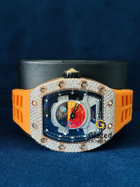 Face Dial VVs Moissanite Hip Hop Silicone Strap Watch