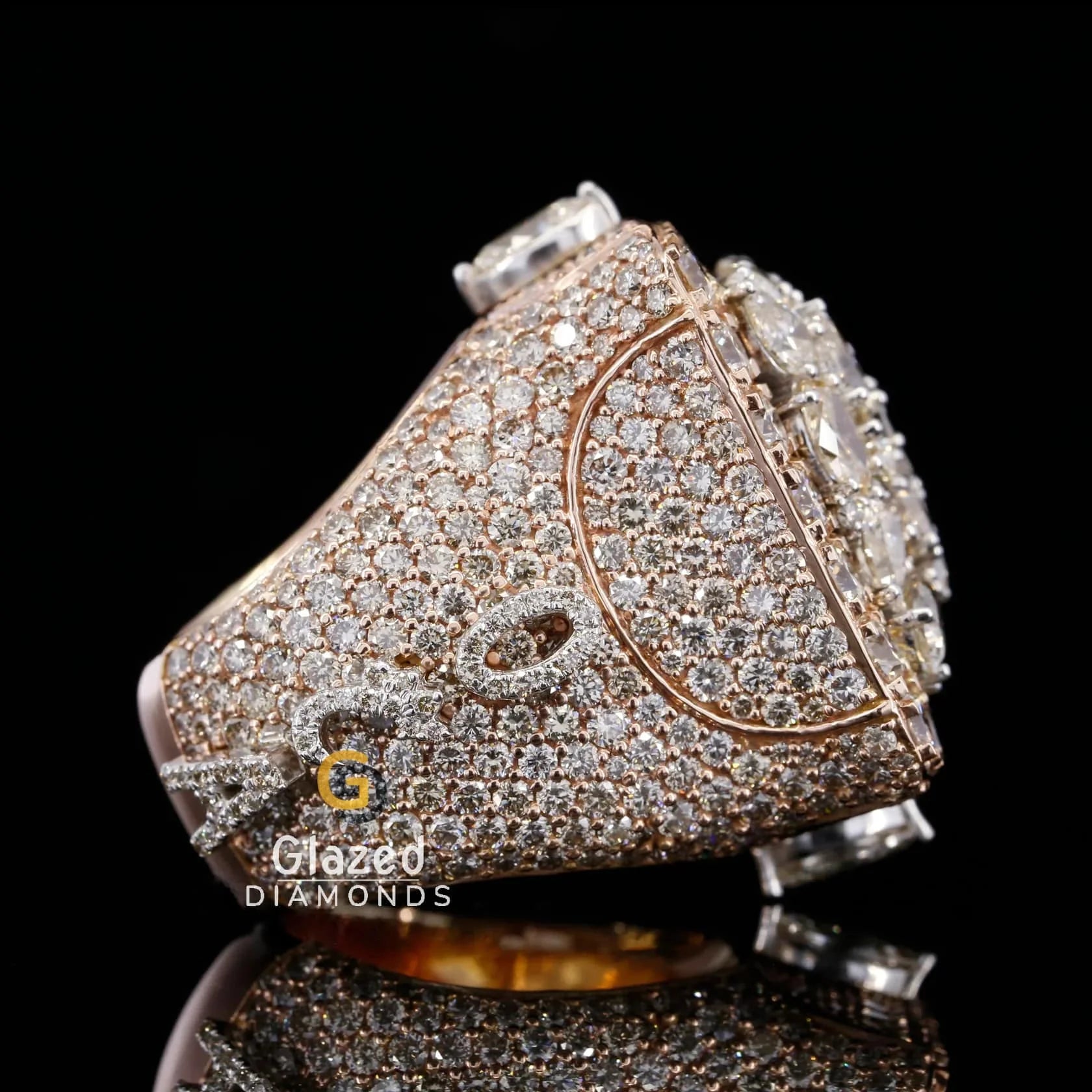 Mens Iced Out Multi Shape Moissanite Diamond Fancy Championship Hip Hop Ring