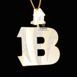 Fancy B Initial Letter Moissanite Diamond Hip Hop Pendant